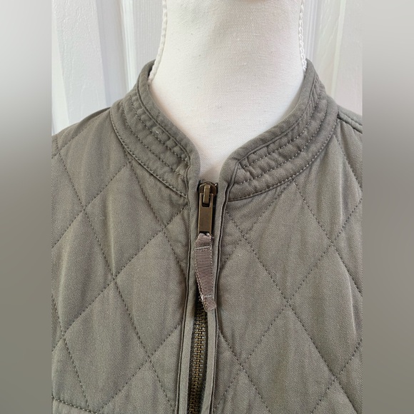 Gap Army Green Quilted Zip Jacket with Side Pockets Size XL Tall - Picture 2 of 9